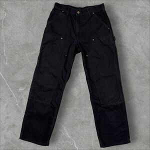 Carhartt B136 BLK Made in USA Double Knee Canvas Carpenter Pants 31x30 (30x28)